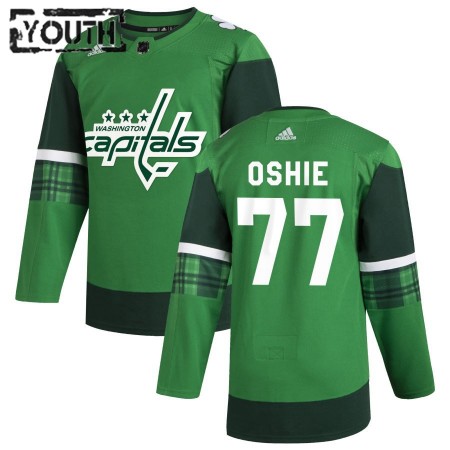 Washington Capitals Dresy T.J. Oshie 77 Adidas 2019-20 St. Patrick's Day Authentic - Dětské